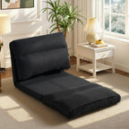 Fauteuil de sol canapé paresseux fauteuil convertible en lit inclinable 90° à 180° tissu - 70 x 72 x 56 cm - noir-7