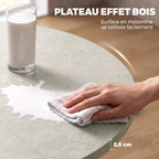 Table à manger extensible ovale pour 4 à 6 personnes, table de cuisine avec rallonge 100-135 cm, effet pierre grise-5