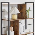 Bibliothèque étagère de rangement à 5 niveaux avec compartiments ouverts 74 x 30 x 157,5 cm brun rustique et noir-8
