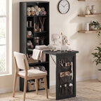 Bureau Informatique Pliable avec Pochette Suspendue, Compartiments Ouverts et Étagère Réglable, Noir-8