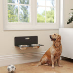 Gamelle Bol pour Chien Double Gamelle Support Mural 2 Bols Acier Inox 800ml Hauteur Réglable 42x23,5x14cm Noir-8