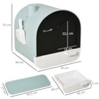 Lot de 2 bacs à litière pour chat avec porte battante, pelle et filtre inclus dim. 43L x 44l x 47H cm-2