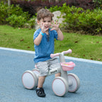Draisienne vélo Enfant 4 roues selle réglable, guidon ergonomique alliage alu. PP, enfant 1 à 3 ans - Gris Blanc Rose-1