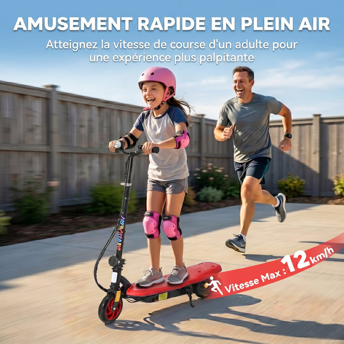 Trottinette électrique 120 W pliable pour enfant 7-14 ans 12 Km/h max. autonomie 10 Km max. rouge-4