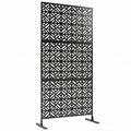 Panneau Brise Vue décoratif Extérieur Claustra Décoratif Jardin 3 Panneaux à motif géométrique métal 92x40x192cm Noir-0