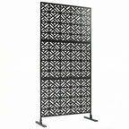 Panneau Brise Vue décoratif Extérieur Claustra Décoratif Jardin 3 Panneaux à motif géométrique métal 92x40x192cm Noir-0