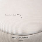 Lot de 2 poufs tabourets repose-pieds coffre de rangement en tissu aspect velours côtelé Ø40 cm et Ø30 cm, crème-5
