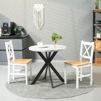 Lot de 2 chaises de salle à manger en bois massif chaise de cuisine esprit campagne dossier croisé blanc et chêne-9