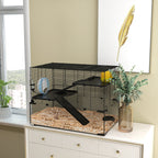 Cage hamster cage rongeur 3 niveaux avec roue rampes maisonnette abreuvoir mangeoire 76,5L x 48,5l x 54,5H cm noir-9