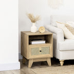 Table de chevet table de nuit avec tiroir porte cannage et niche vintage 45 x 39 x 56,5 cm-1