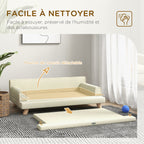 Canapé pour chien chat design scandinave coussin moelleux amovible pieds bois massif 100 x 62 x 32 cm beige-4