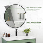 Miroir rond miroir salle de bain cadre en métal facile à installer, pour chambre, salon, entrée, Ø 70 x 2,5 cm noir-4