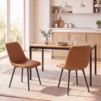 Lot de 2 Chaises de Salle à Manger Modernes, Dossier et Assise Incurvés, en Revêtement Synthétique, 51x61x78cm, Marron-1