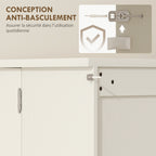 Buffet cuisine armoire de cuisine 5 niveaux avec portes et étagères réglables 60l x 40P x 120H cm grain de bois crème-6