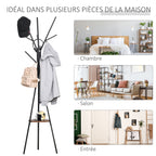 Porte-manteau trépied design contemporain branches étagère + 9 patères dim. 45L x 45l x 180H cm métal marron-5
