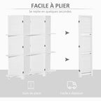 Paravent Intérieur en Bois 4 Panneaux 160 x 170 cm, Séparateur de Pièce Pliable avec 3 Étagères, Cloison de Séparation pour Salon, Chambre à Coucher, Maison, Blanc-4