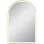 Miroir de salle de bain LED 90 x 60cm, mural, 3 couleurs, arqué cadre en aluminium, désembuage et interrupteur tactile-0