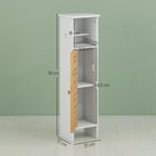 Meuble de salle de bain avec support papier toilette barre amovible 3 Niveaux + Sortie Papier, 78H cm, Bambou blanc-2