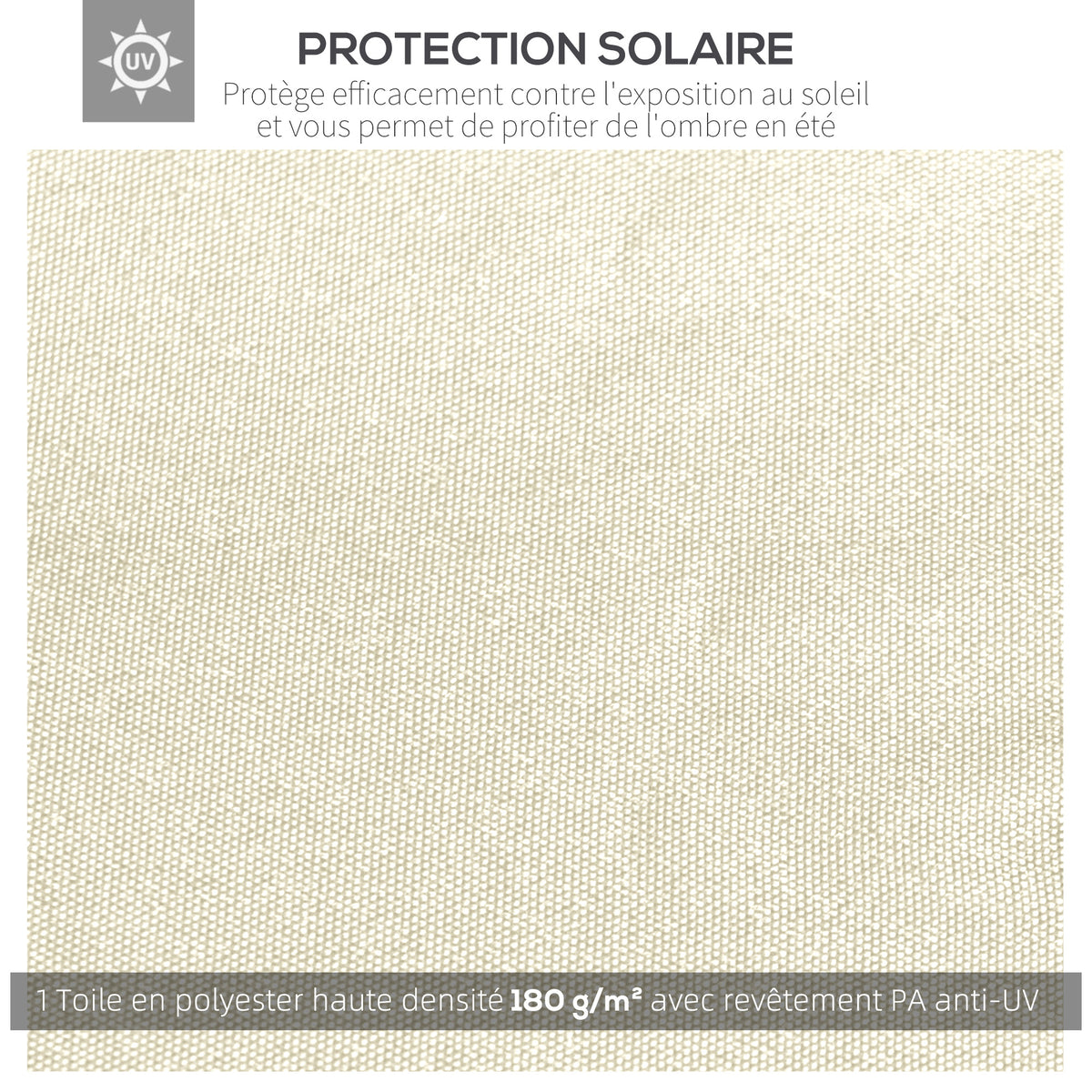 Toile de rechange pour pavillon tonnelle tente toit de remplacement gazebo de jardin polyester 180 g/m² 3 x 3 m crème-3
