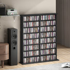 Rangements pour CD et DVD avec 16 compartiments et 12 étagères réglables capacité max. 720 CD/396 DVD et Blu-ray noir-8