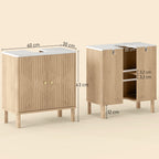 Meuble sous lavabo meuble de salle de bain sous vasque étagère réglable plan de toilette effet marbre 60x30x63cm chêne-2