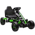Kart à pédales pour enfants, karting enfant 3 à 6 ans avec roue libre, frein, roues EVA antidérapantes, vert-0