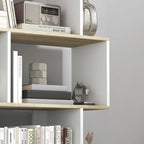 Bibliothèque style scandinave meuble de rangement 5 étagères anti-basculement Charge 25 kg aspect bois & Blanc-6