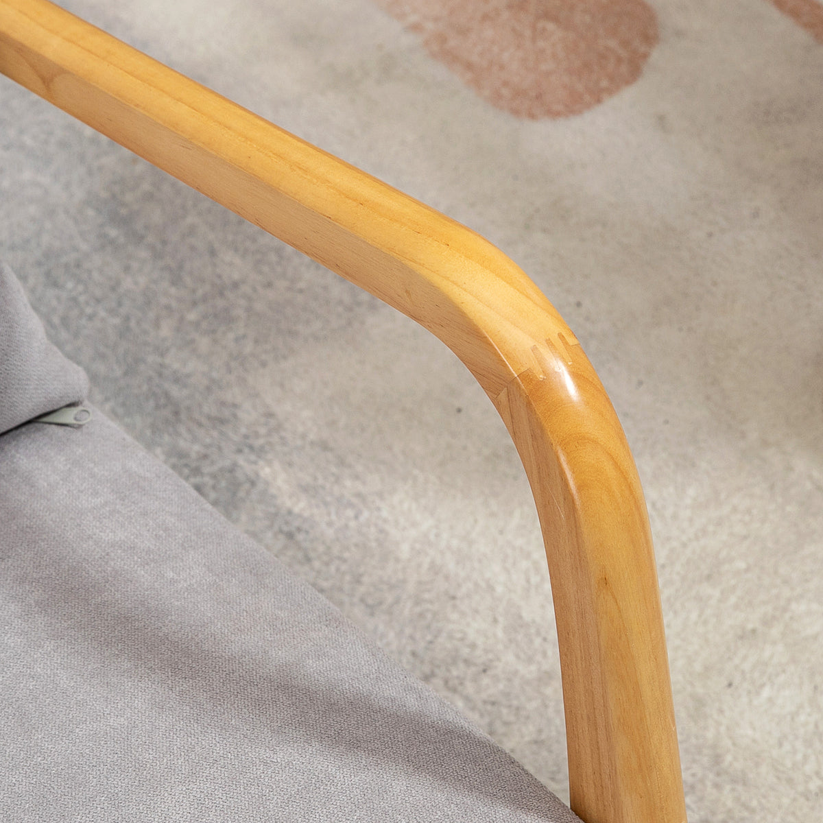 Fauteuil lounge - 3 coussins inclus - assise profonde - accoudoirs - structure bois hévéa - velours givré gris-6