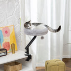 Lit de Bureau pour Chat Rotation de 360° et Hauteur Réglable, Lit pour Chat Lavable avec Balle Jouet, 35x35x48cm, Gris-9