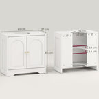 Meuble sous lavabo salle de bain avec placard à portes et étagère réglable, pour bassin avec ou sans pédestal, blanc-2