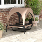 Lit pour chien chat sur pieds lit chien surélevé velum anti-UV oxford sac de transport 106 x 76 x 94 cm café-8