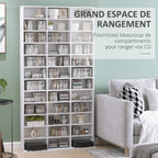 Étagère Rangement CD/DVD Meuble de Rangement pour 1116 CDs 36 Compartiments réglables en Hauteur Blanc-3