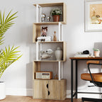 Bibliothèque à 5 niveaux, meuble de rangement avec étagères et placard double porte, 60 x 23,8 x 179,2 cm, bois naturel-6