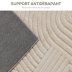 Tapis salon 230 x 160 cm, tapis à poils épais géométrique, moelleux et antidérapant, crème-4