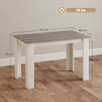 Table à manger table de cuisine moderne avec grand plateau 4-6 personnes en panneau de particules 120x69x75cm gris-2