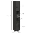 Meuble colonne de salle de bain 2 placards avec étagères réglables + 2 niches 30 x 30 x 181,5 cm noir-2