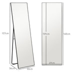 Grand miroir pleine longueur rectangulaire, 50 x 160 cm, miroir sur pied, mural ou pocé contre mur, noir-2