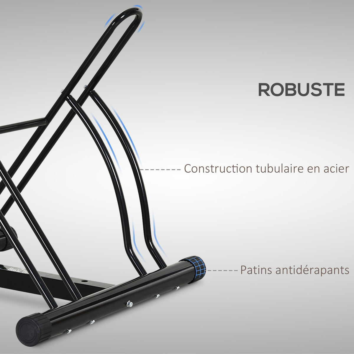 Râtelier 2 vélos modulable dim. 54L x 60l x 57H cm acier époxy noir-4