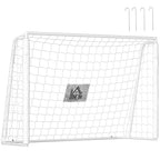 But de football - cage de foot - but d'entrainement dim. 186L x 62l x 123H cm - châssis métal filet PE - piquets & outil inclus - blanc-0