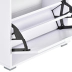 Meuble à Chaussures Armoire à chaussures 3 Portes abattantes 3 Compartiments en bois 60L x 26I x 124H cm Blanc laqué-8