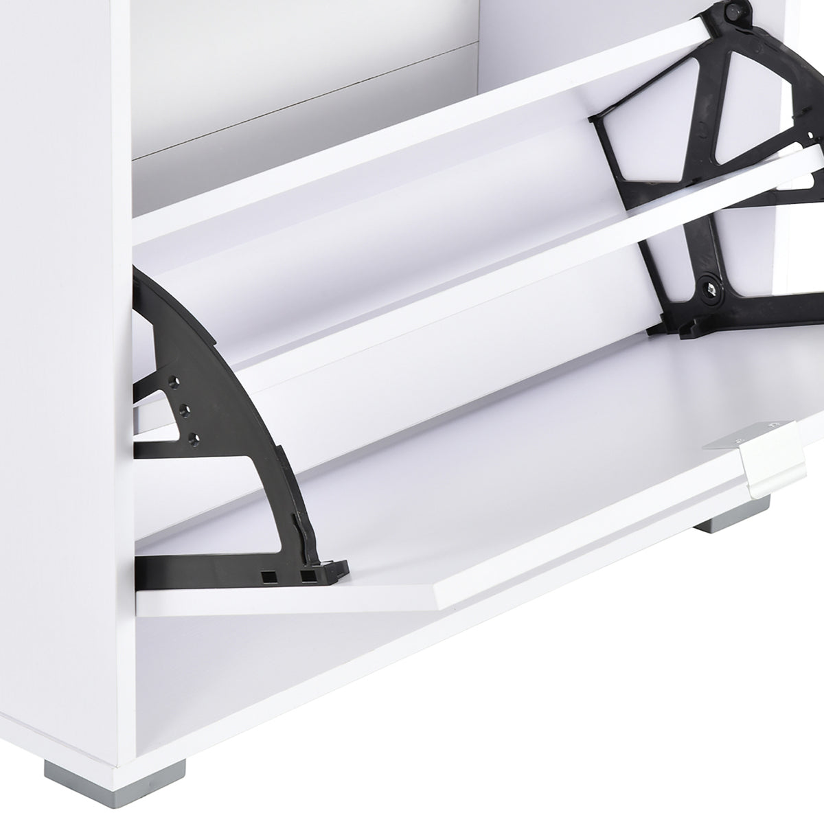 Meuble à Chaussures Armoire à chaussures 3 Portes abattantes 3 Compartiments en bois 60L x 26I x 124H cm Blanc laqué-8