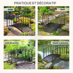 Pont de Jardin Pont en acier avec Garde-corps latéraux, Charge Maximale 120 KG, décoration Jardin, 119 x 67 x 70 cm noir-4