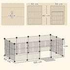Enclos pour petits animaux, cage à lapin modulable 12 panneaux avec tapis étanche, en acier, 120 x 60 x 40 cm, noir-2