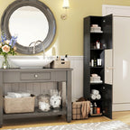 Meuble colonne de salle de bain 2 placards avec étagères réglables + 2 niches 30 x 30 x 181,5 cm noir-6