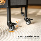 Table pliante de cuisine extensible salle à manger sur roulettes jusqu'à 6 personnes étagère intégrée, 6 roues, Gris-5