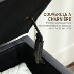 Banc coffre de rangement 2 en 1 banquette en velours avec couvercle à charnière capitonné et pieds en bois, gris foncé-4