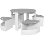 Table Enfant avec 4 Chaises 5 Pièces avec Rangement, Cadeau pour Fille Garçon 3-8 Ans, Ø 78 x 49 cm, Gris-0