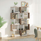 Bibliothèque à 5 niveaux, meuble de rangement en forme de S avec étagères, étagère de rangement blanc-6