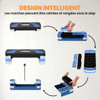 Stepper Fitness Aérobic hauteur réglable 10/15/20 cm surface antidérapante 80 x 31 x 20 cm noir bleu-4