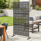 Panneau Brise Vue décoratif Extérieur Claustra Décoratif Jardin 3 Panneaux à motif géométrique métal 92x40x192cm Noir-9